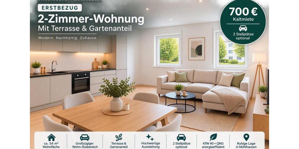 Etagenwohnung Mühlhausen - 2 Zimmer, 54 m&sup2;, 700&euro; | Angebot:27545090